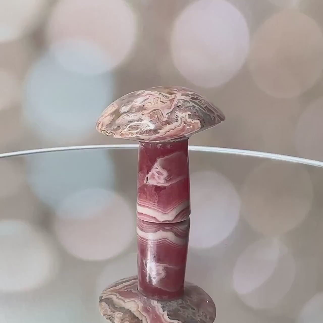 Adorable Rhodochrosite Mushroom Hand Carved Genuine Crystal Mushy From Argentina | Tucson Gem Show Exclusive