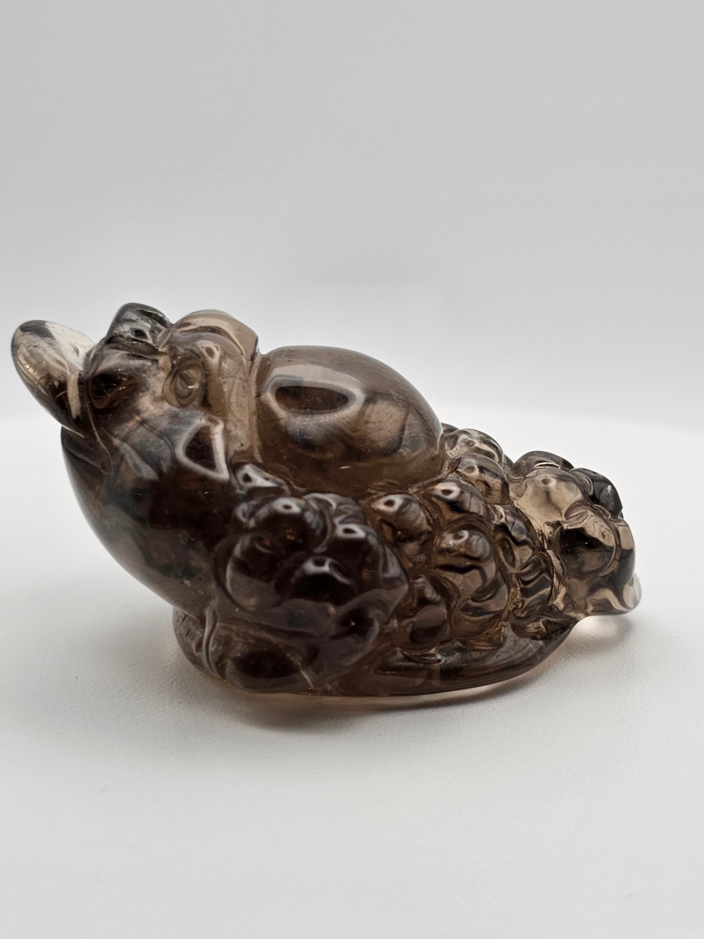 High Quality Money Toad Genuine Master Carved Frog In Smoky Quartz