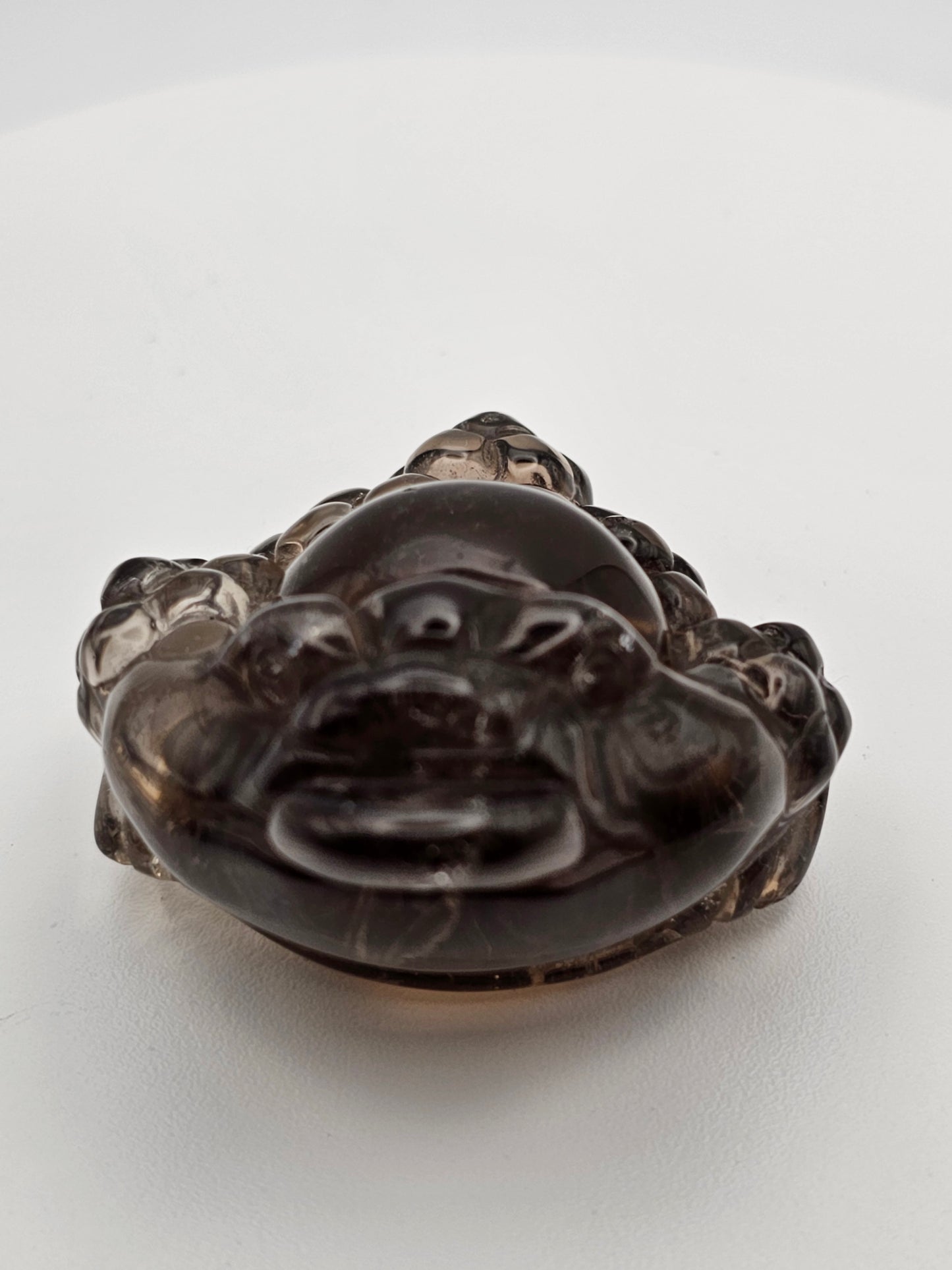 High Quality Money Toad Genuine Master Carved Frog In Smoky Quartz