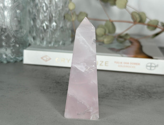 Gorgeous Pink Girasol Quartz Obelisk | From Brazil | Pink Quartz Point | Polished Pink Crystal | Milky Hue