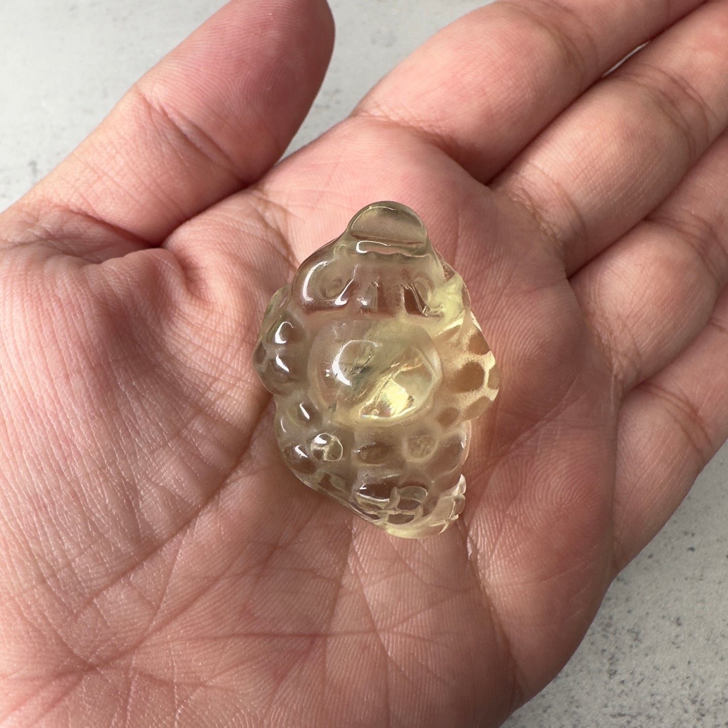 Adorable Mini Money Toad Master Carved In Citrine | Pocket size